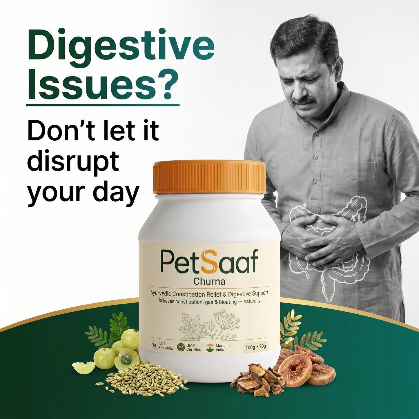 Fast Flow – Ayurvedic Constipation Relief & Digestive Detox Powder (100g + 20g)